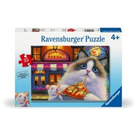 Puzzle pisica mancand pizza 35 piese